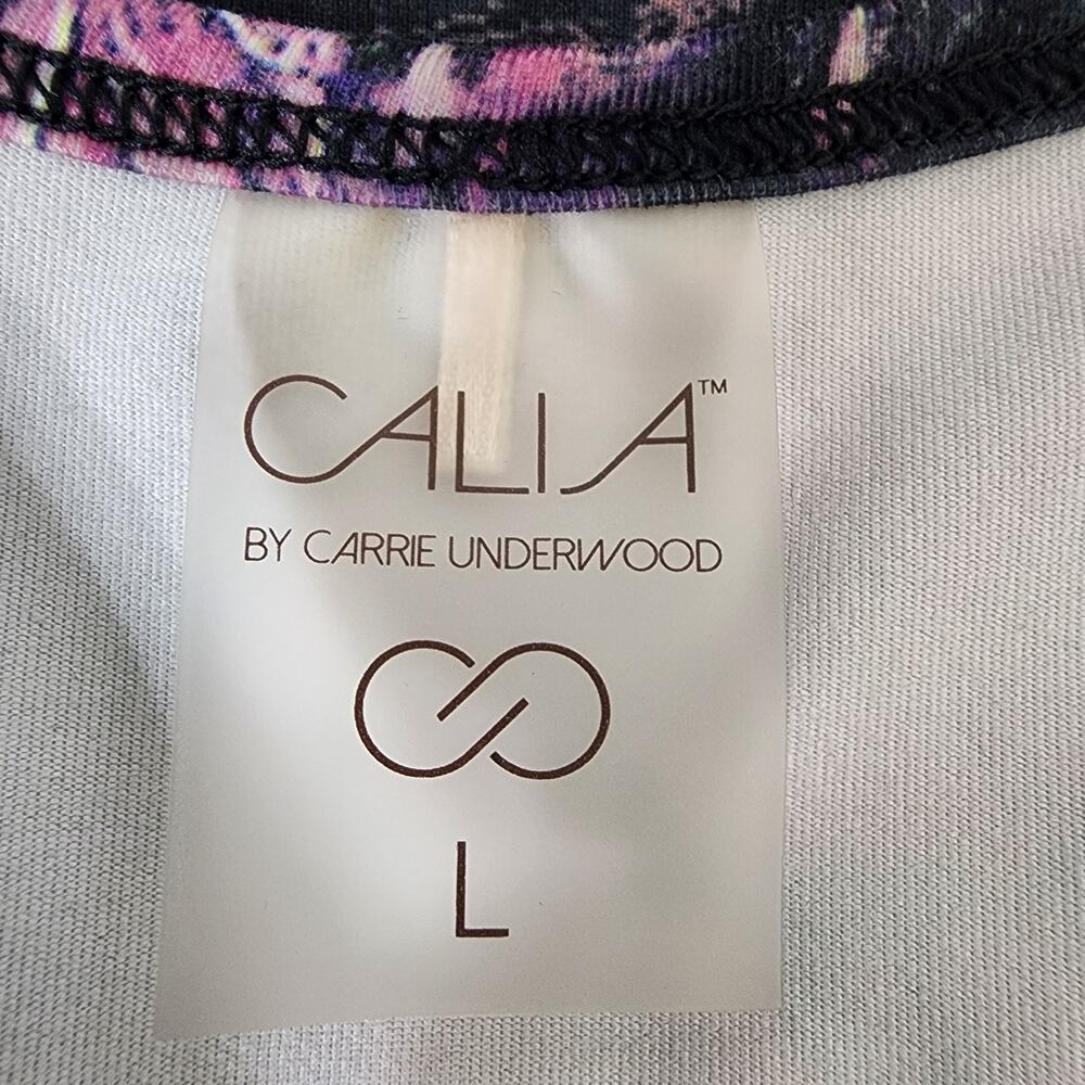 Calia by Carrie Underwood Tank Top Large Floral Print Racerback Ruching Sports - Picture 9 of 11